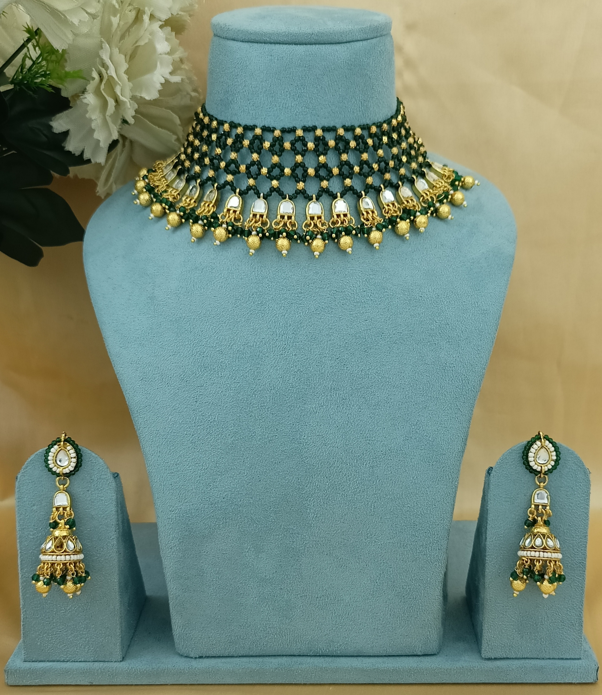 Charming Navratri Necklaces in Aqua - Image 5