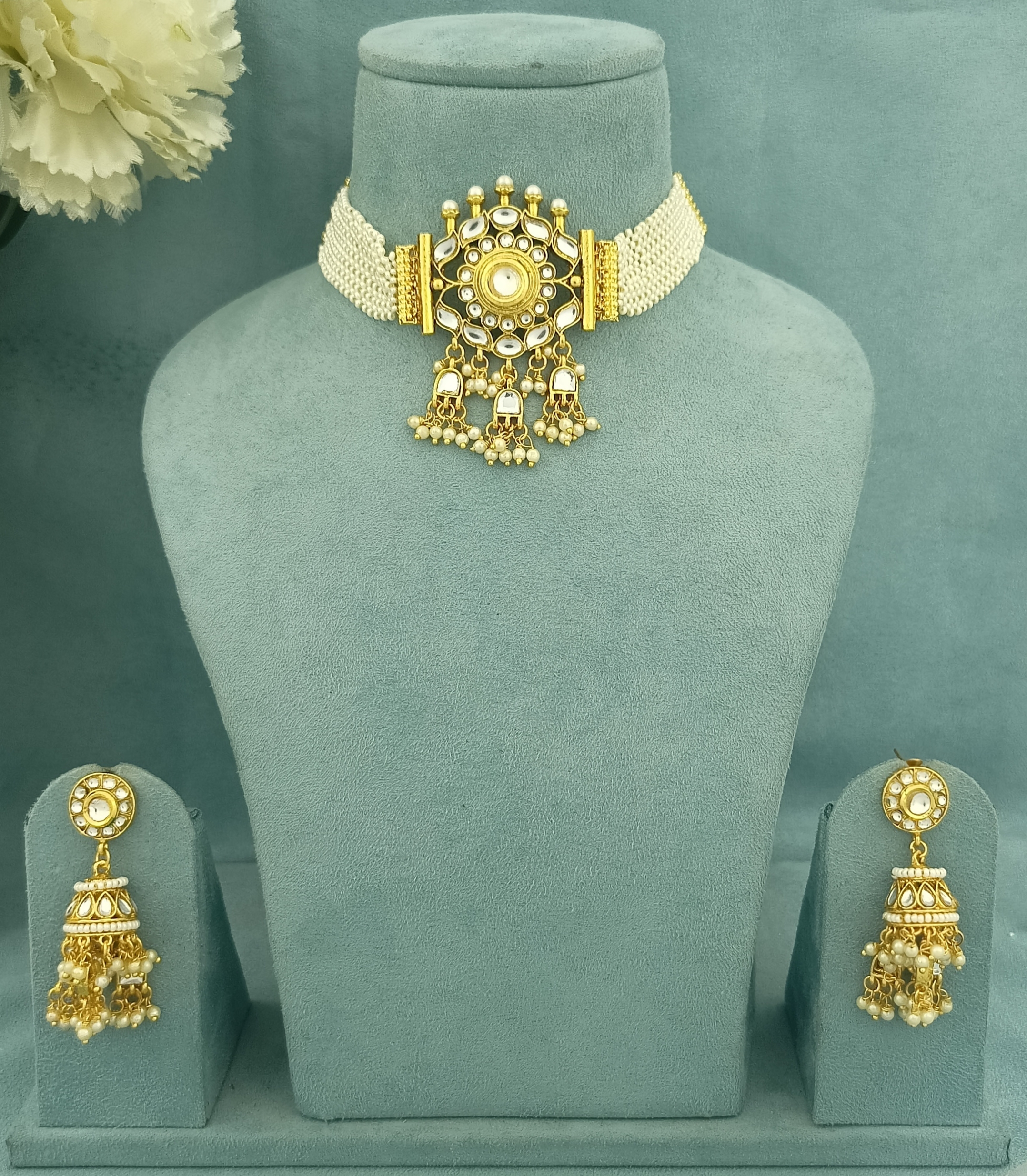 Charming Navratri Necklaces in Aqua